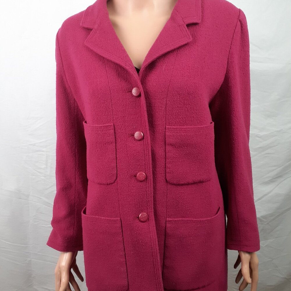 Raspberry Red CHANEL Boucle Jacket 98A sz 48 US 12